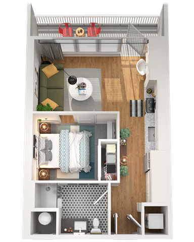 Floor plan for 1 bed, 1 bath, 468 sqft