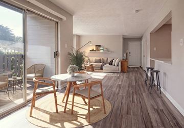 Duluth apartment for rent - A modern living room with a dining table and chairs.