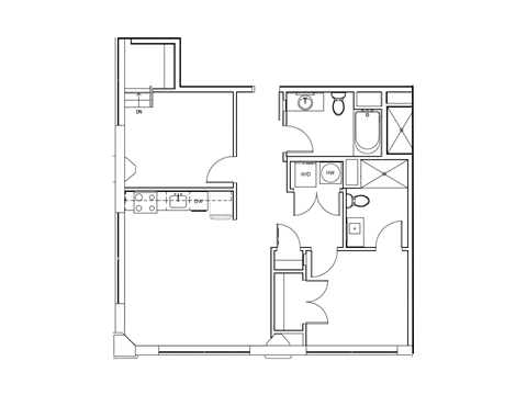 Floor plan for 2 beds, 2 baths, 906 sqft