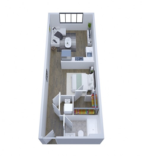 Floor plan for studio, 1 bath, 549 sqft