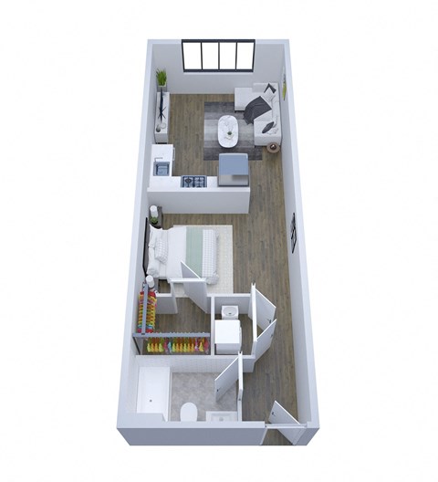 Floor plan for studio, 1 bath, 530 sqft