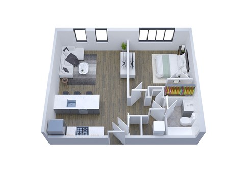 Floor plan for 1 bed, 1 bath, 656 sqft
