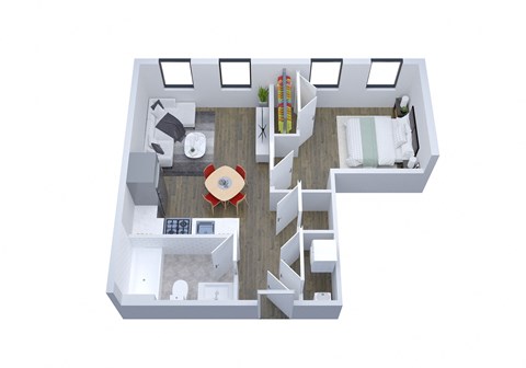Floor plan for 1 bed, 1 bath, 506 sqft