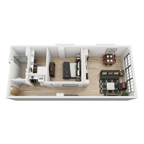 Floor plan for 1 bed, 1 bath, 780 sqft