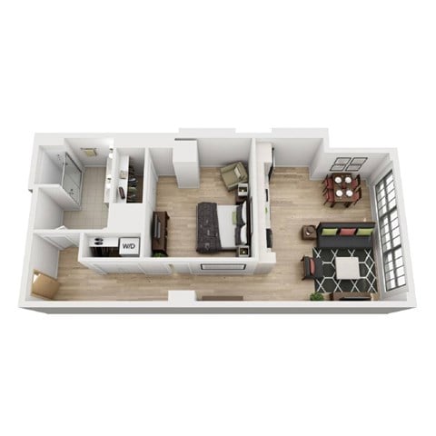Floor plan for 1 bed, 1 bath, 856 sqft