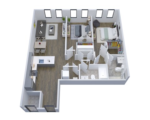 Floor plan for 2 beds, 2 baths, 1046 sqft