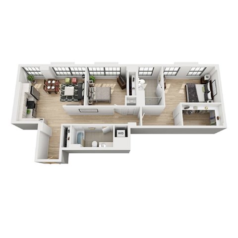 Floor plan for 2 beds, 2 baths, 1204 sqft