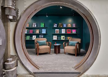 A room with a circular window