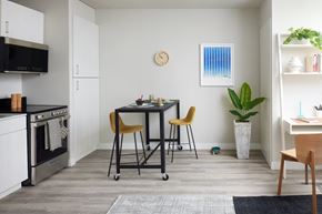 Philadelphia apartment for rent - a kitchen and dining room with a table and chairs