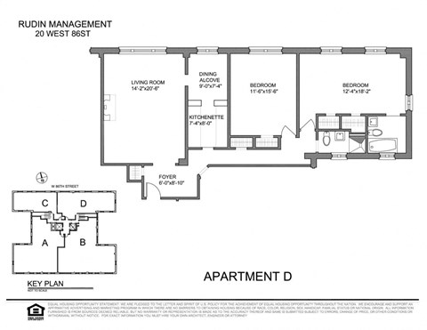 Floor plan for 2 beds, 2 baths, 1160 sqft