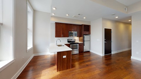 Floor plan for 1 bed, 1 bath, 610 sqft