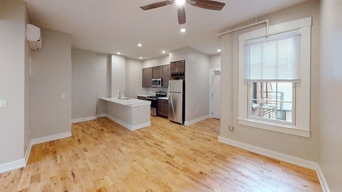 Floor plan for 1 bed, 1 bath, 670 sqft