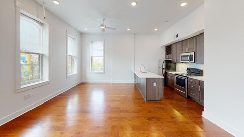 Floor plan for 1 bed, 1 bath, 725 sqft