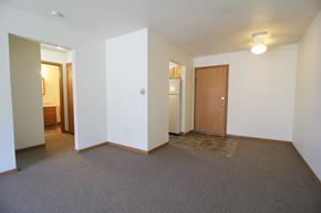 Des Moines apartment for rent - A room with a carpeted floor and a brown door.
