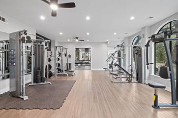 Fitness center with weight machines and strength equipment