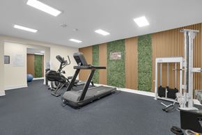 Los Angeles apartment for rent - A gym with treadmills, weights, and exercise balls.