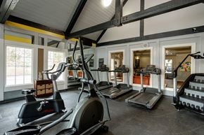 Nashville apartment for rent - a gym with treadmills and other exercise equipment in a building with windows at The Grove Brentwood, Nashville ?