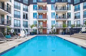 Los Angeles apartment for rent - the pool of an apartment building with a blue pool