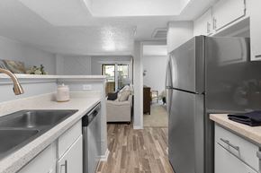 Arlington apartment for rent - a kitchen with a sink and a refrigerator at District 2308, Texas, 76011