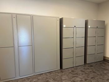 Over-sized package lockers and cold storage