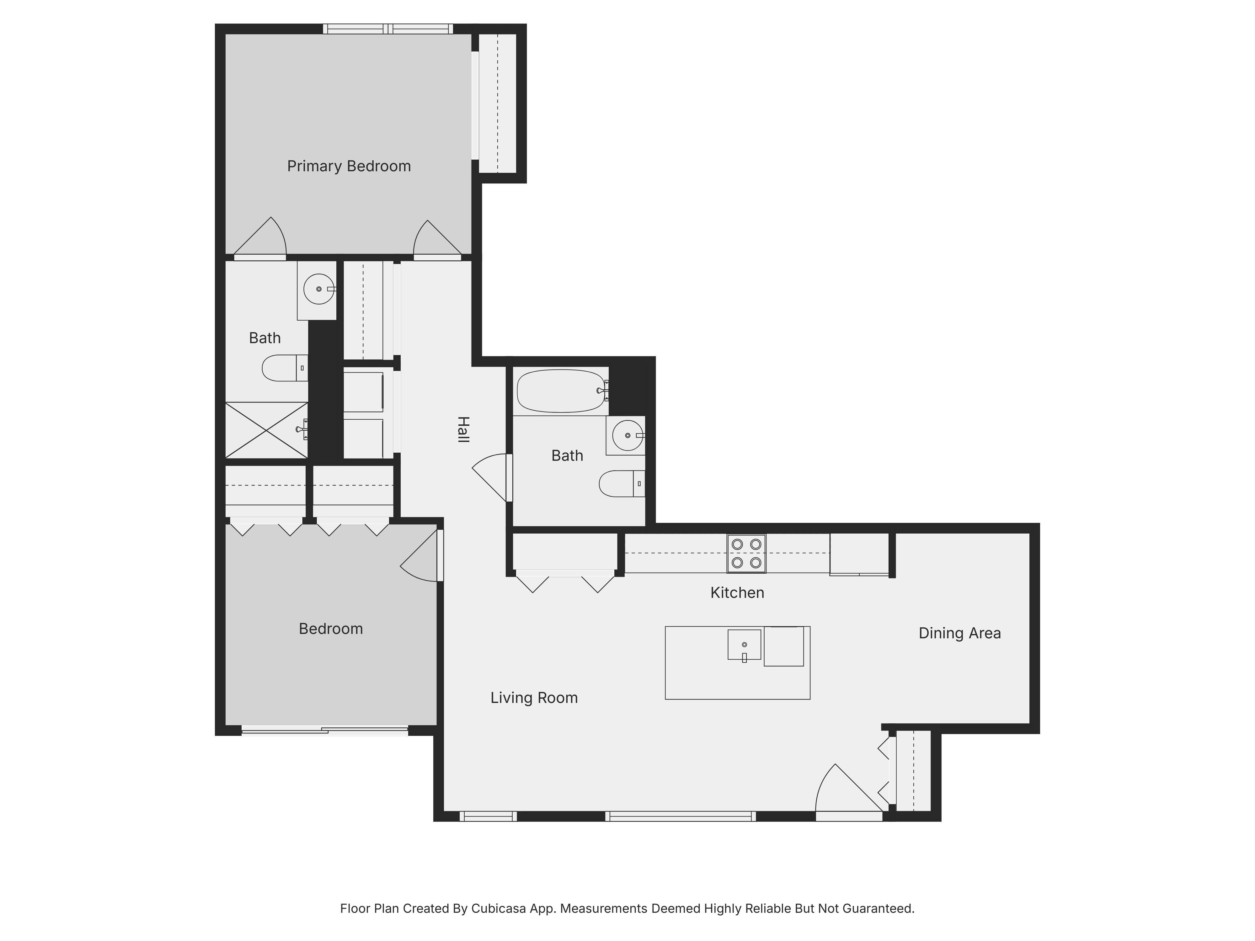 Floor plan for 2 beds, 2 baths, 1112 sqft