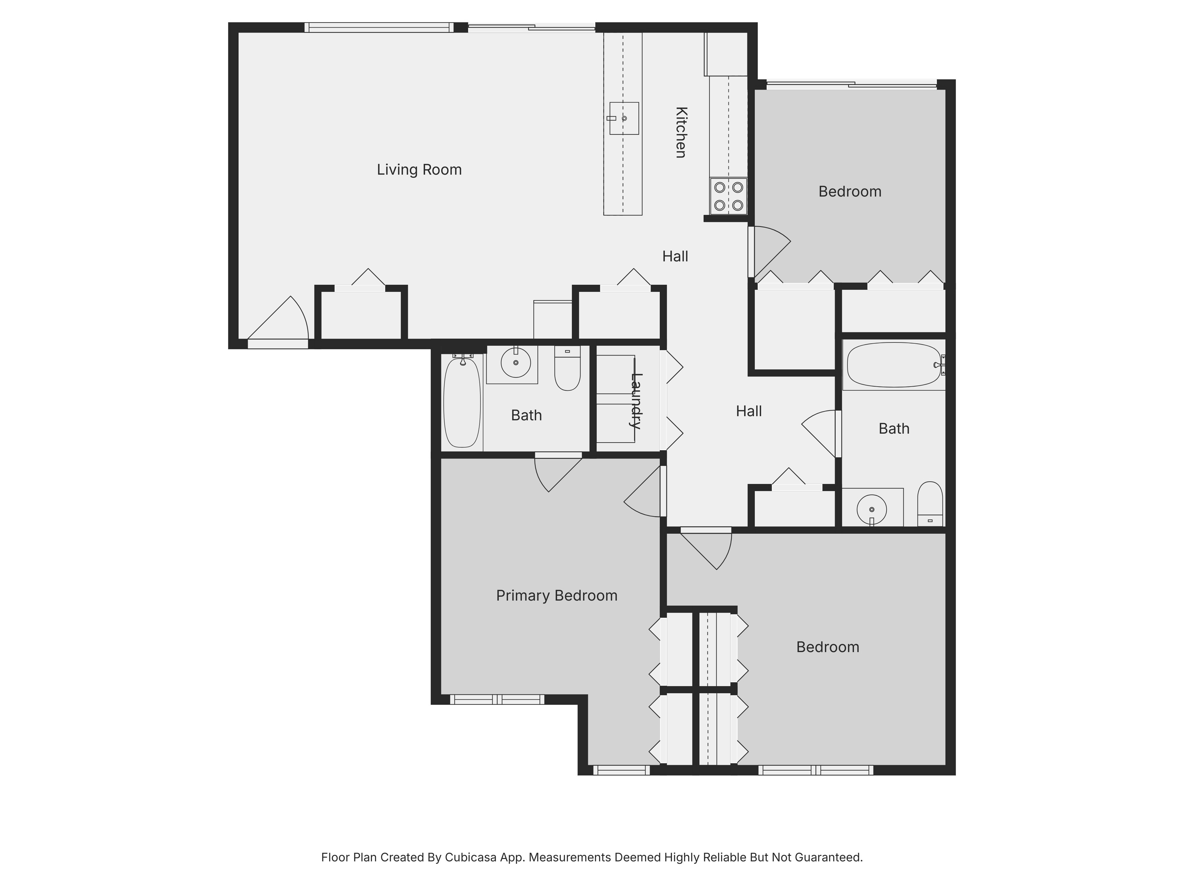 Floor plan for 3 beds, 2 baths, 1276 sqft