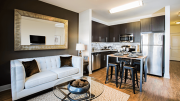 Alexandria apartment for rent - a living room and kitchen with a couch and a table