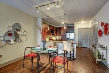 Authentic hand-distressed, hickory hardwood floors