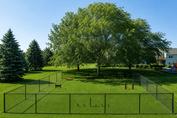 Crystal Lake apartment for rent - A tennis court with the word "LLL" written on it.