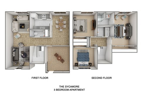 Floor plan for 3 beds, 2.5 baths, 1710 sqft