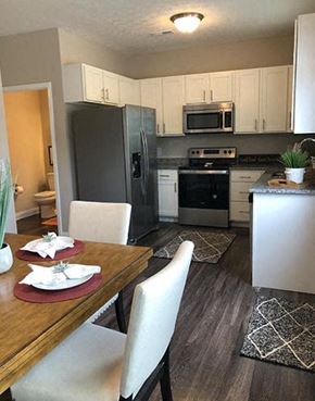 Elizabethtown apartment for rent - A kitchen with a table set for two.