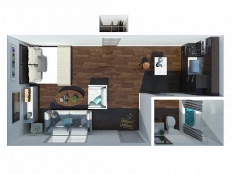 Floor plan for studio, 1 bath, 325 sqft