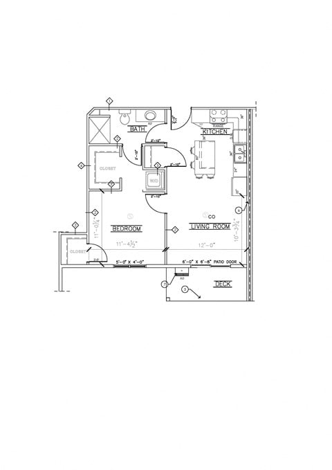 Floor plan for 1 bed, 1 bath, 583 sqft
