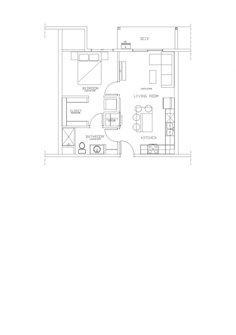 Floor plan for 1 bed, 1 bath, 630 sqft