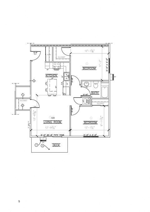 Floor plan for 2 beds, 1 bath, 814 sqft