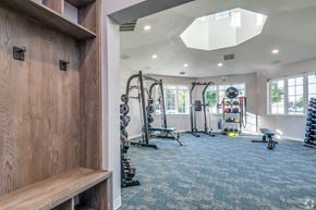 Green Bay apartment for rent - A well-equipped home gym with a variety of exercise equipment.