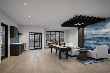 Hobart apartment for rent - A modern living room with a large painting on the wall.