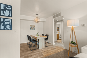Kalamazoo apartment for rent - A dining room with a table and chairs.