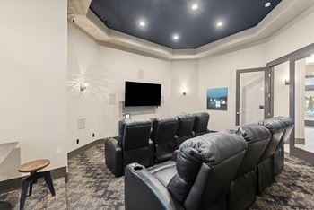 Media room with theater-style seating