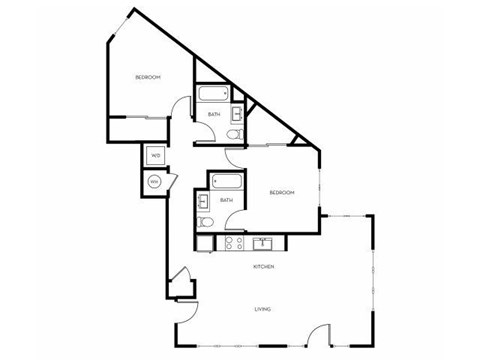 Floor plan for 2 beds, 2 baths, 1175 sqft