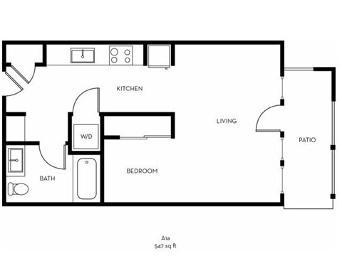 Floor plan for studio, 1 bath, 547 sqft