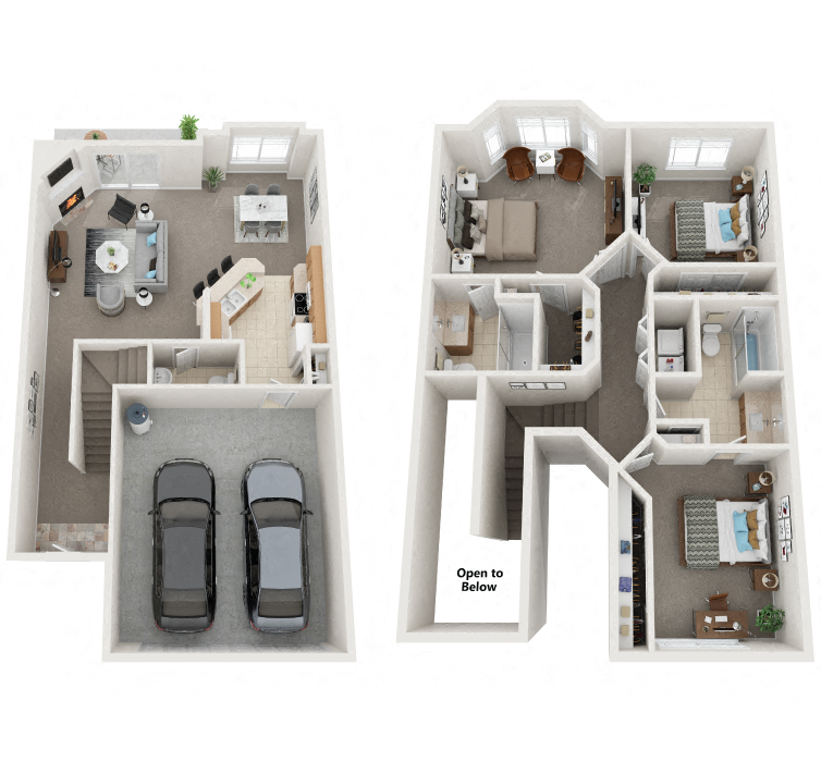 Floor plan for 3 beds, 2.5 baths, 1425 sqft