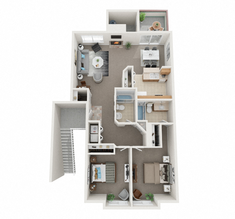Floor plan for 2 beds, 2 baths, 1094 sqft