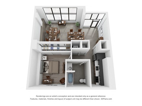 Floor plan for 1 bed, 1 bath, 823 sqft