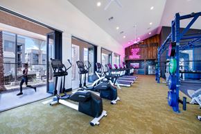 Las Vegas apartment for rent - a gym with cardio equipment and windows at aria resort and spa