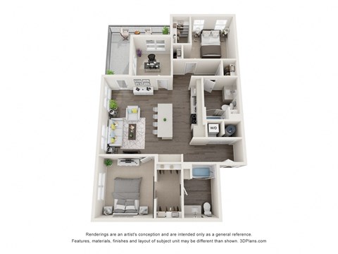 Floor plan for 2 beds, 2 baths, 1172 sqft