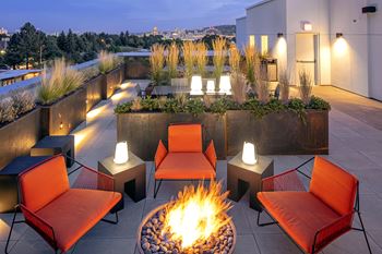 Rooftop deck with mountain views