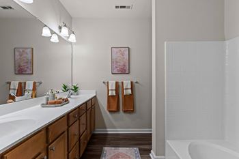 Dual sink vanities with full length mirrors