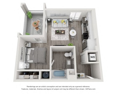 Floor plan for studio, 1 bath, 546 sqft