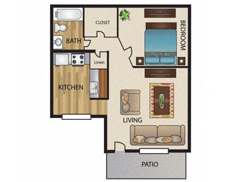 Floor plan for studio, 1 bath, 452 sqft